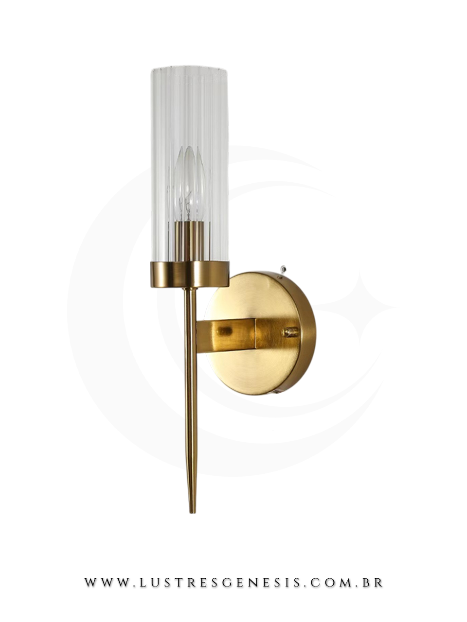 Arandela de Parede Metal Bronze Vidro DCB00275 E14 41x12cm, Sala de Estar, Quarto, Cabeceira de Cama, Espelho do Banheiro, Lavabo